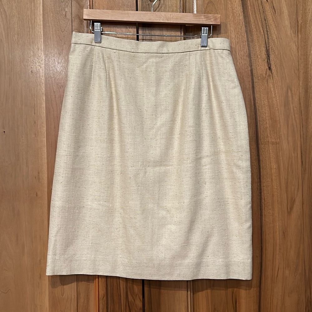 NWT VTG Scotland House Ltd, 100% Matka Silk Pencil Skirt, Natural, 16